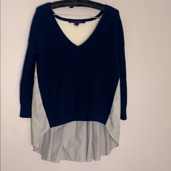 French Connection Babydoll V Neck eyelet Pullover sweater top small women’s - Picture 1 of 6